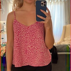 LEITH PINK LEOPARD PRINT TOP. SIZE SMALL